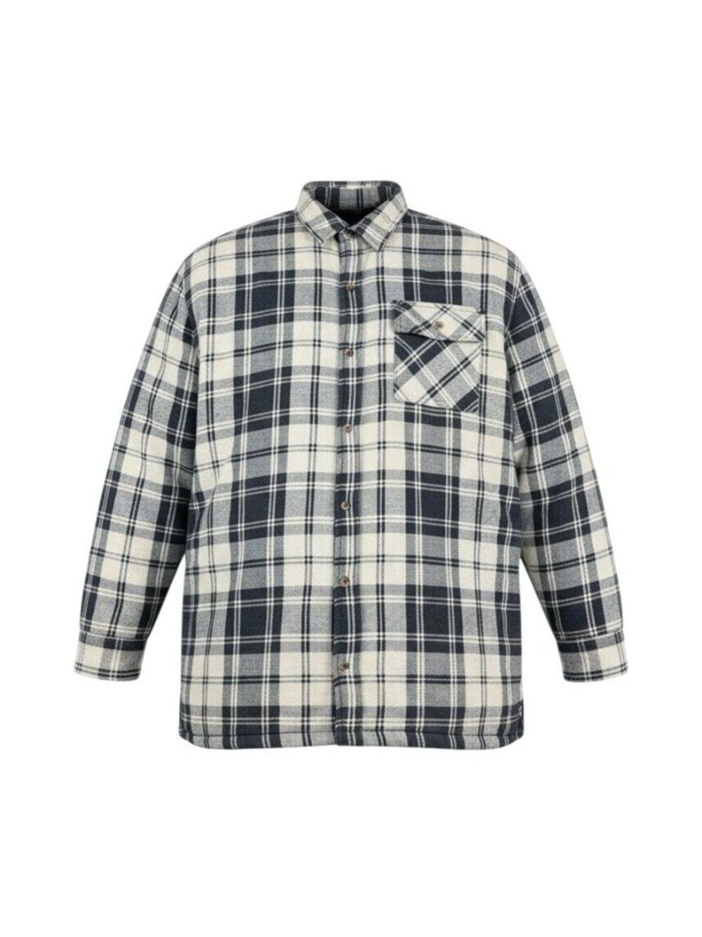 Highland Outfitters Mens Navy & White Plaid Long Sleeve Button-Up Jacket L